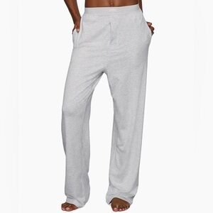 Skims Boyfriend Loose Wide Leg Pants - Gray - Medium